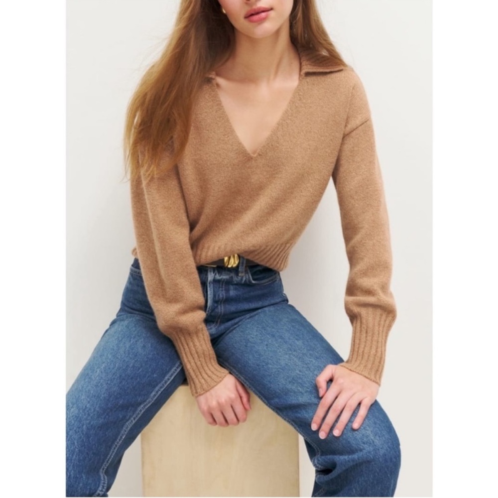 NEW Reformation Beckie Cashmere Collared Sweater - Picture 11 of 11